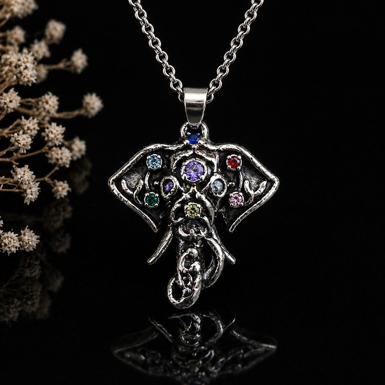 Seven Chakra Elephant Necklace