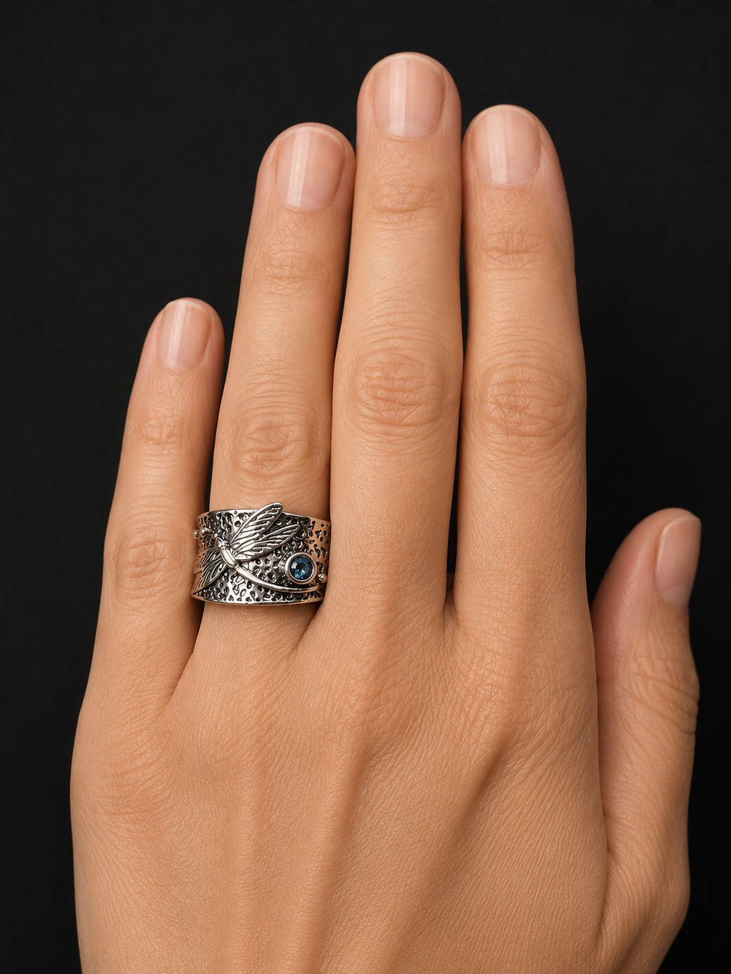 Moonlit Dragonfly Ring