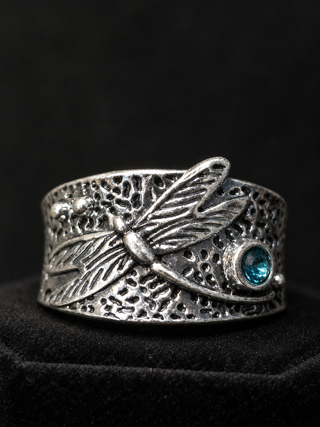 Moonlit Dragonfly Ring