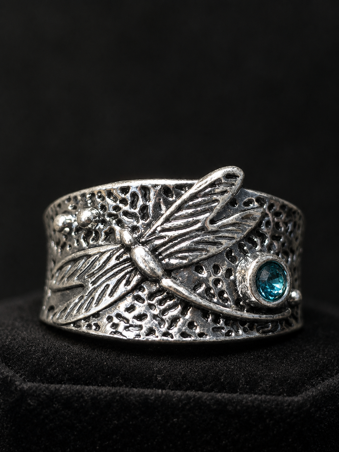 Moonlit Dragonfly Ring