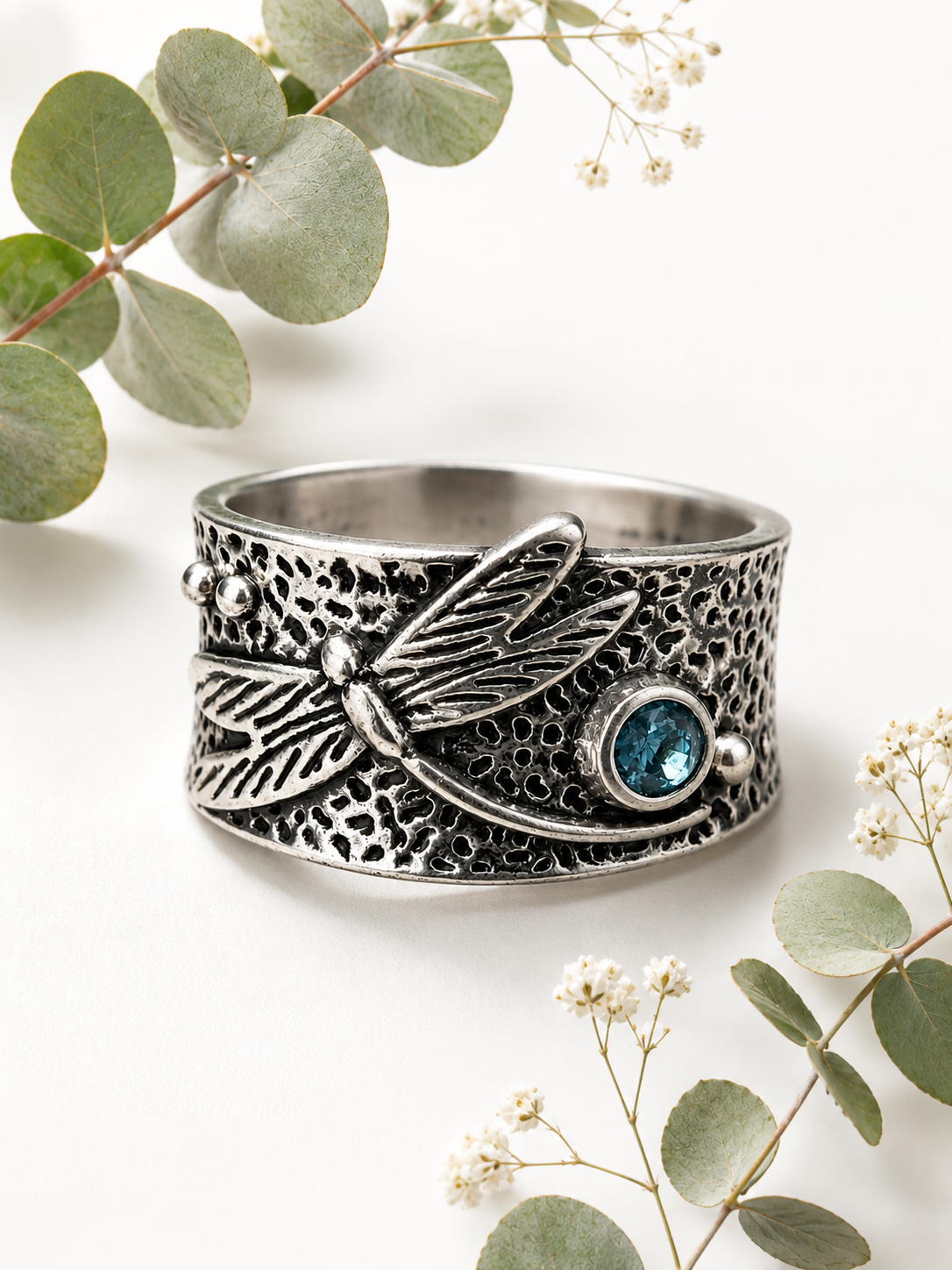 Moonlit Dragonfly Ring