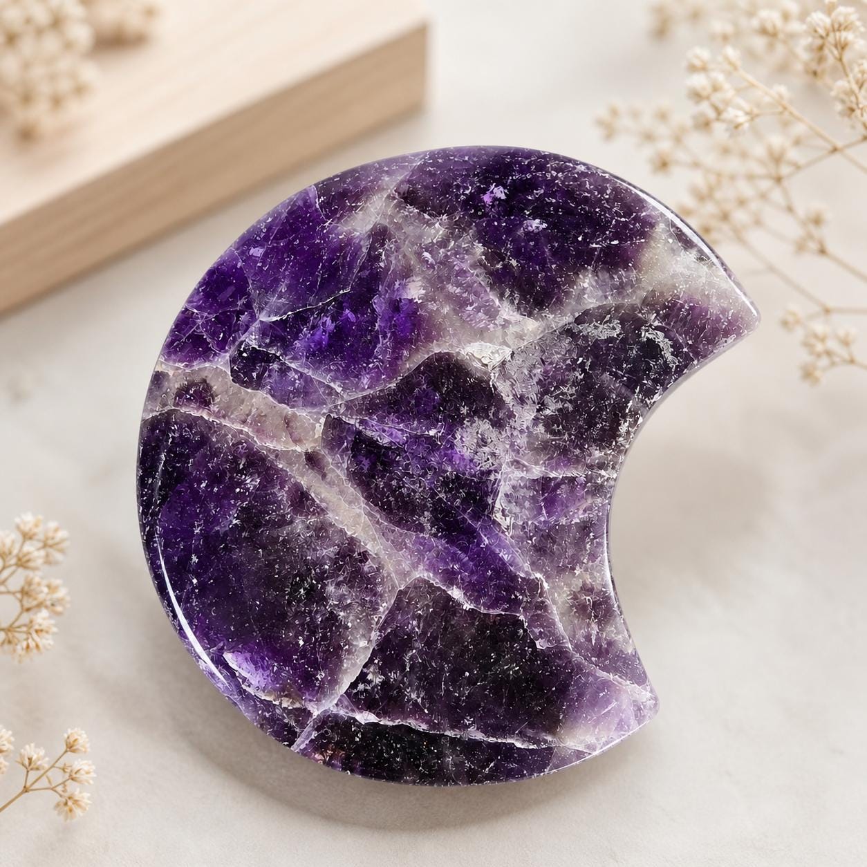 Amethyst Crescent Moon Carving
