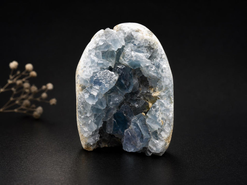 Blue Celestite Geode – Natural Celestite Crystal Cluster Display Piece
