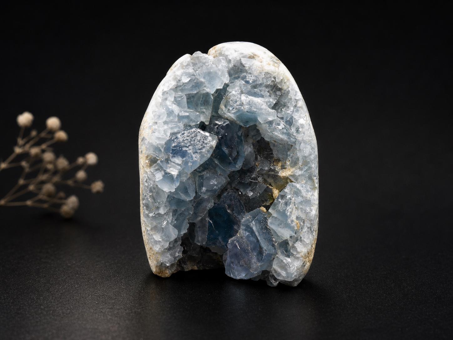 Blue Celestite Geode – Natural Celestite Crystal Cluster Display Piece