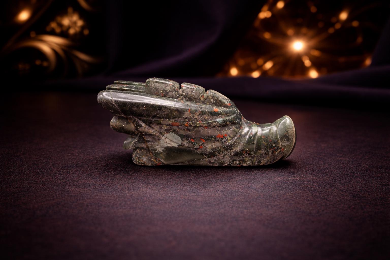 Bloodstone Dragon Head Carving – Green Red Crystal Dragon Display Piece (Copy)