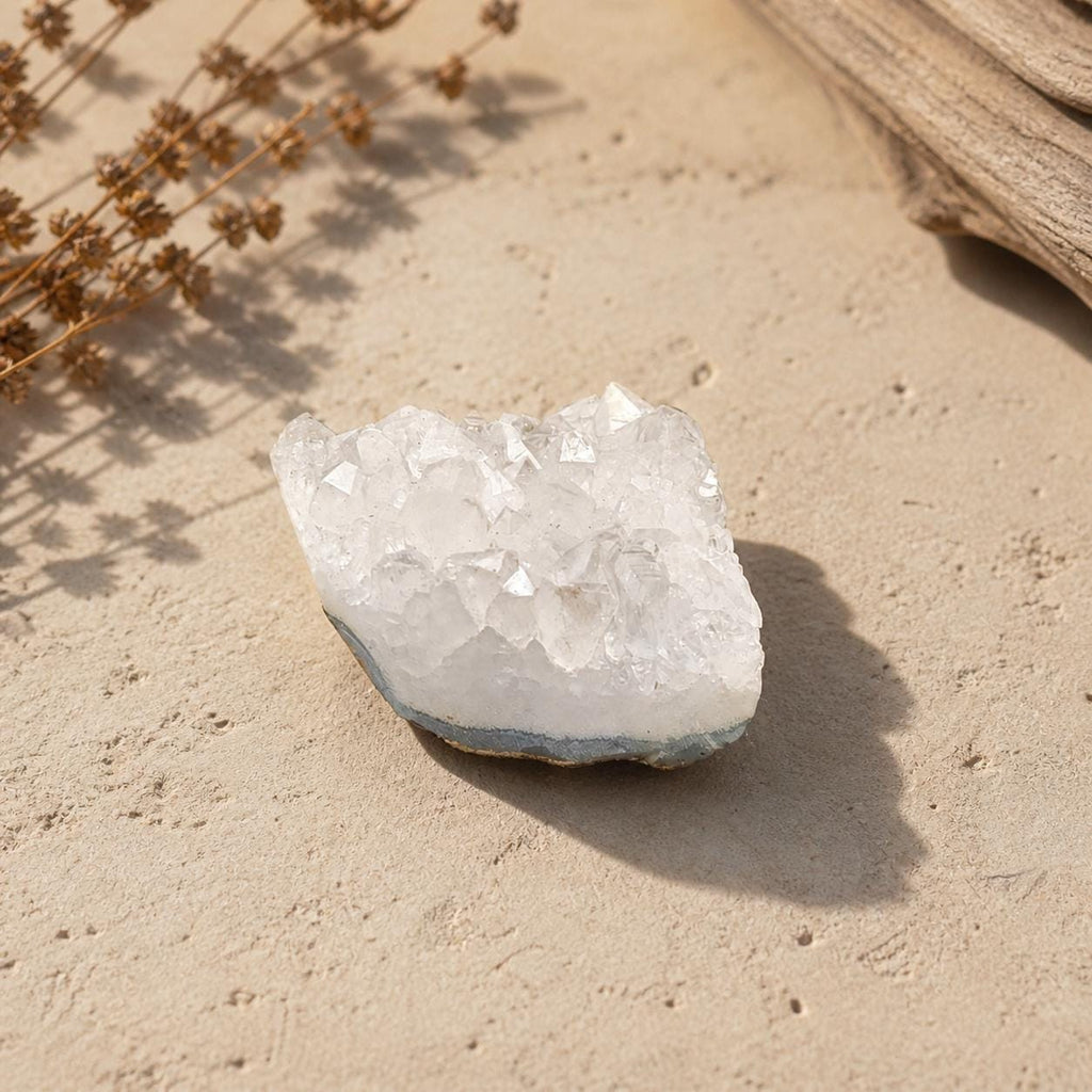 Clear Quartz Cluster with Blue Agate Base