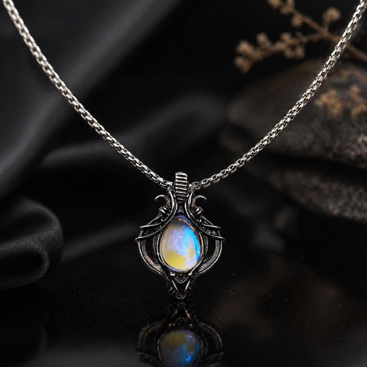 Iridescent Glass Teardrop Necklace