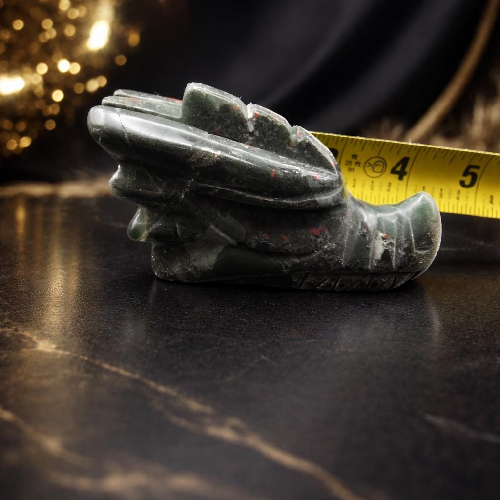 Bloodstone Dragon Head Carving – Green Red Crystal Dragon Display Piece (Copy)