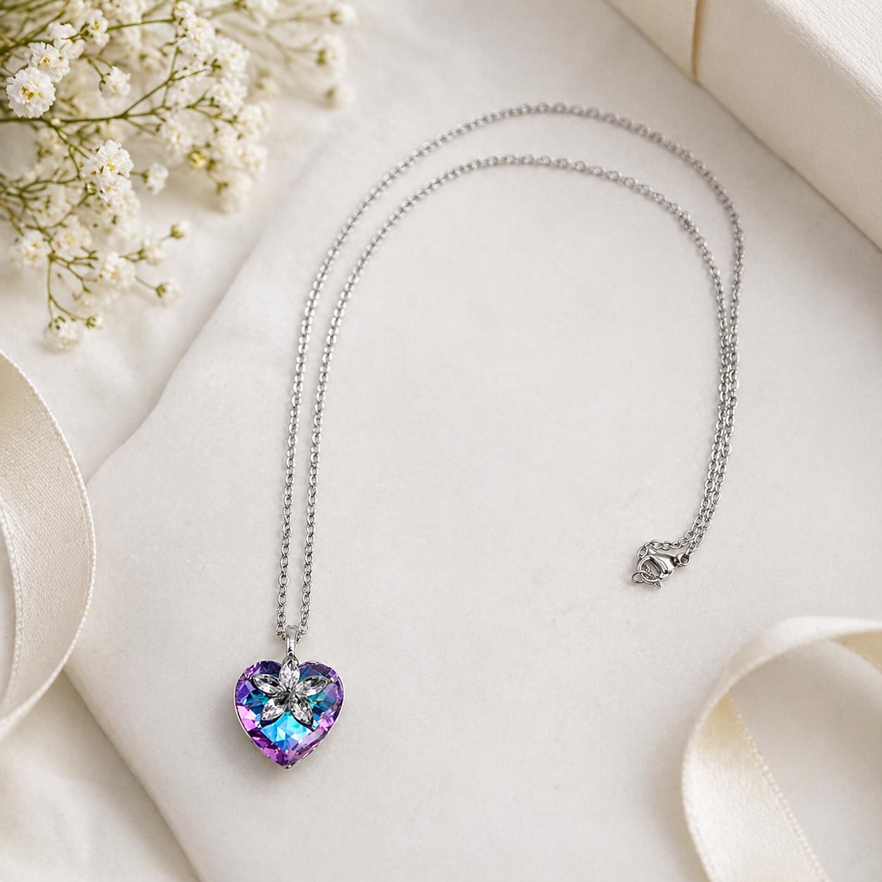 Aurora Crystal Heart Necklace