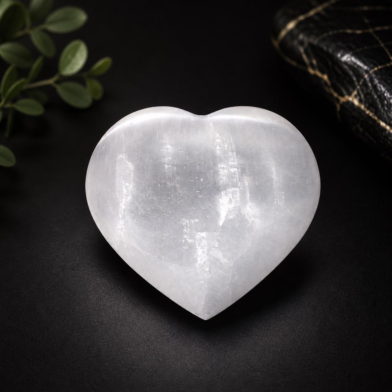 Selenite Heart – White Crystal Heart Cleansing Stone