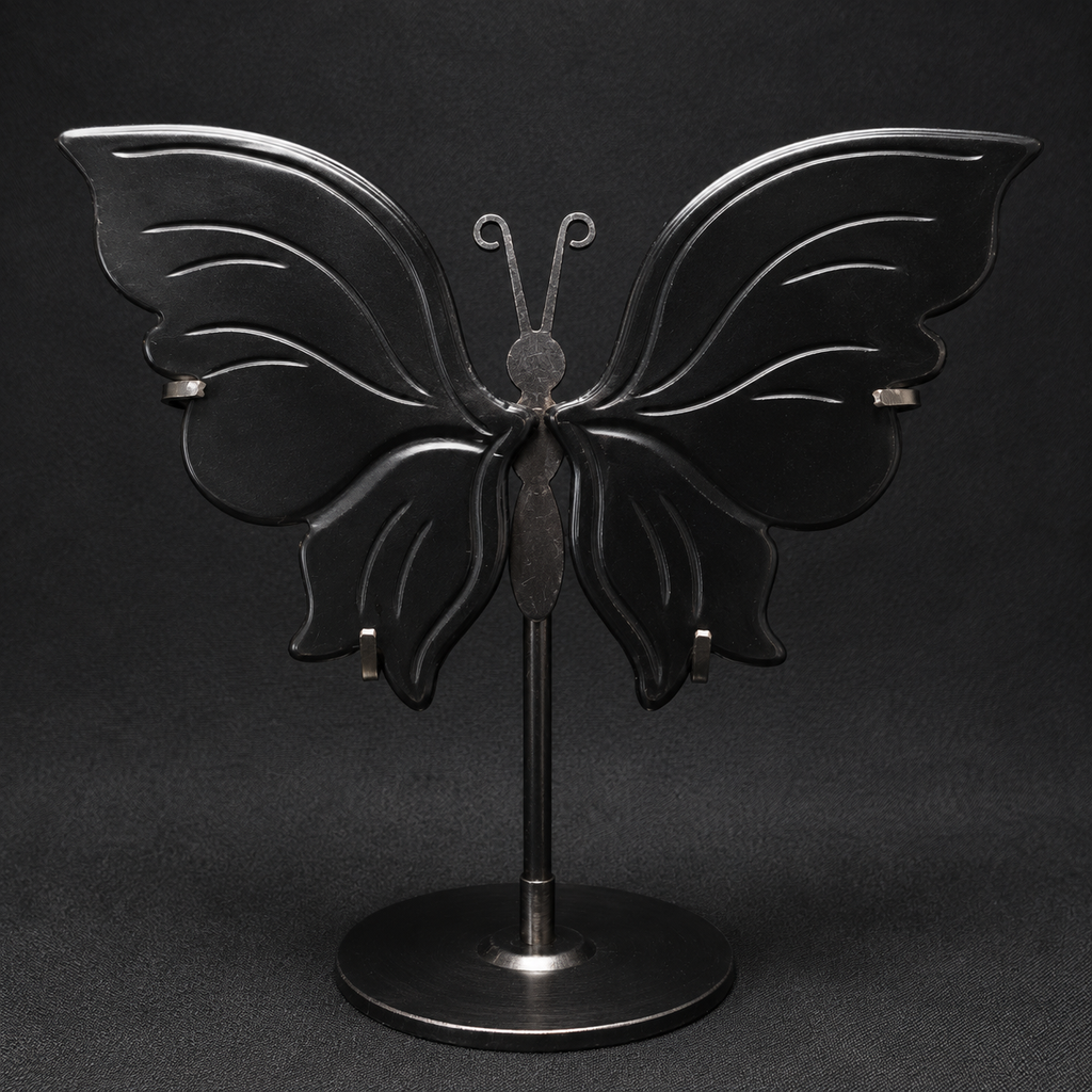 Black Obsidian Butterfly Carving on Stand