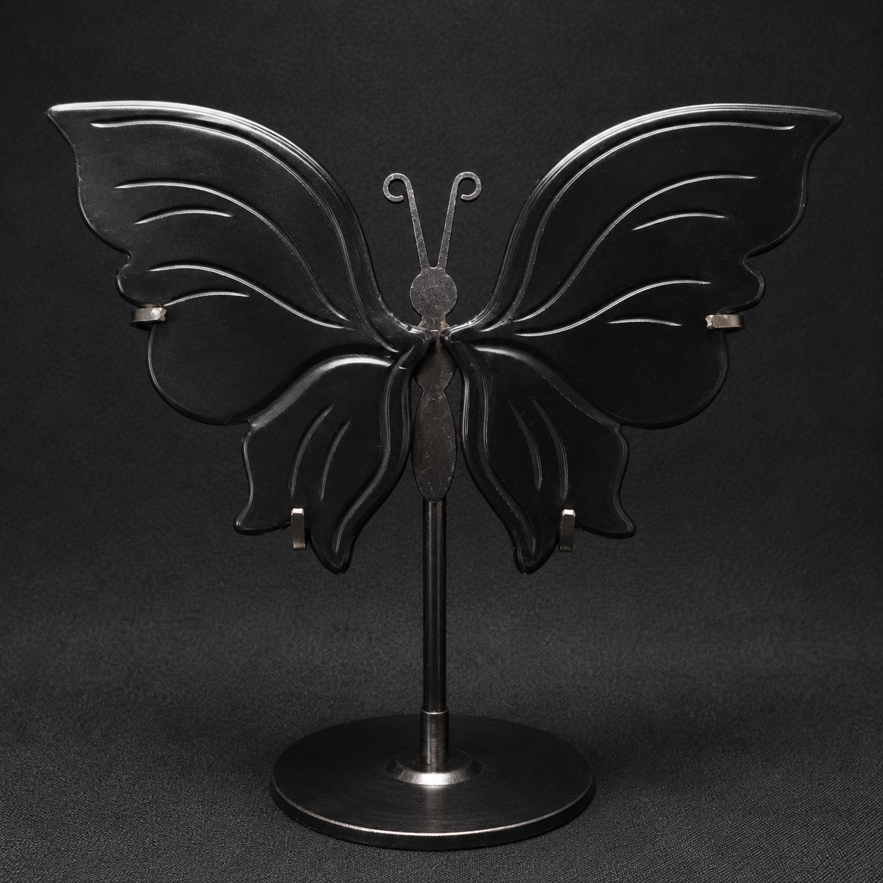 Black Obsidian Butterfly Carving on Stand