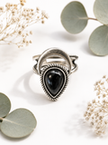 Black Onyx Crescent Moon Ring