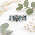 Celtic Wolf Ring with Blue Rhinestone Accents